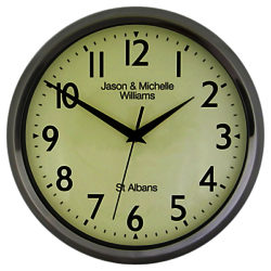 Lascelles Personalised Chrome Case Clock, 30cm, Silver